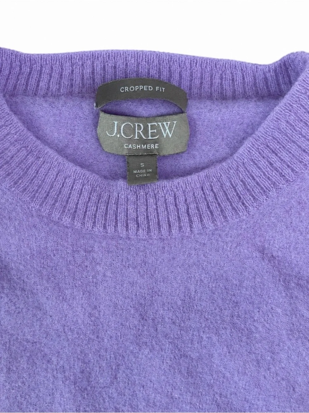 J.Crew Cashmere Crewneck Sweater Ash Lilac Purple Small Cropped